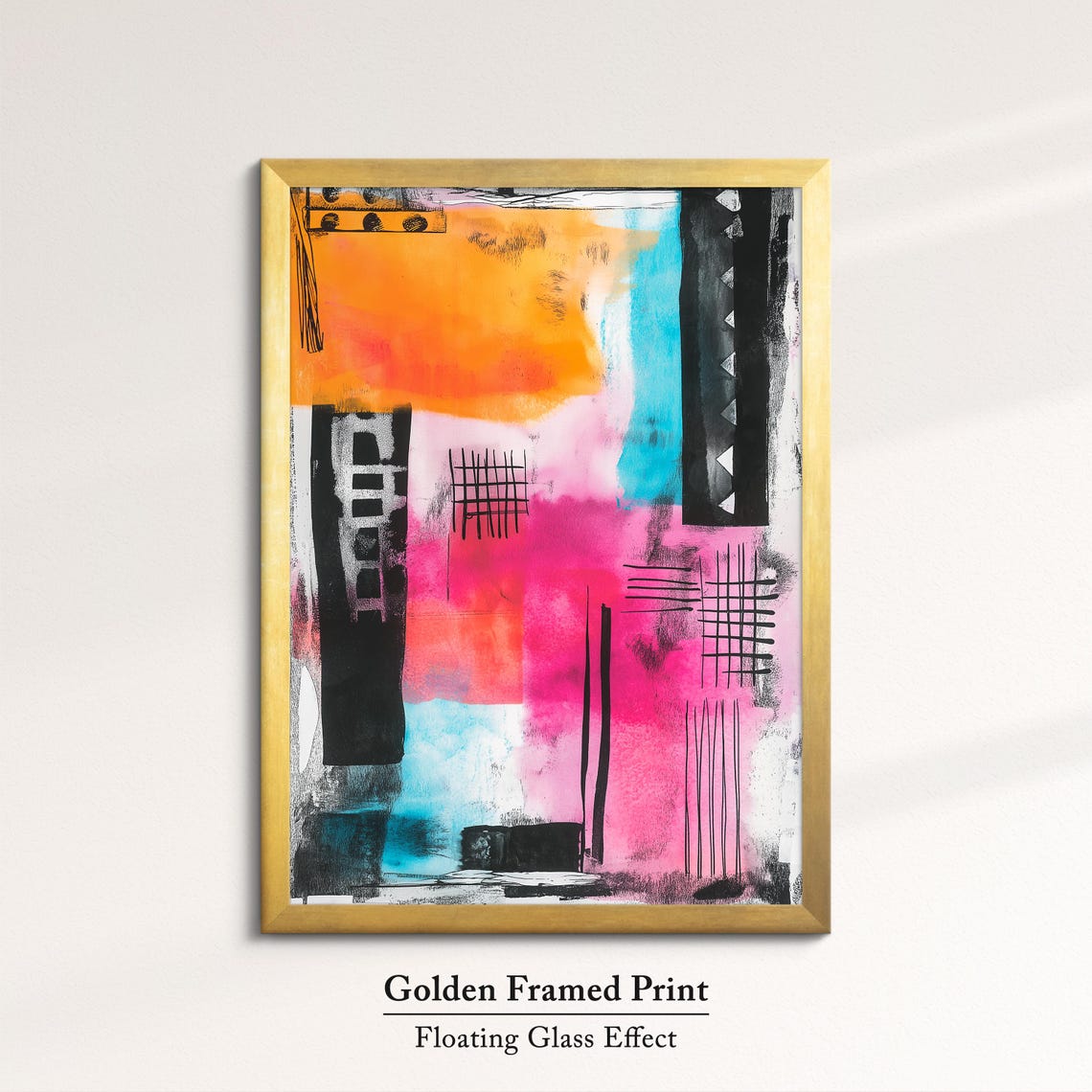 Colorful Abstract Modern Art Orange Pink Cyan Geometric Line Poster - Image 5