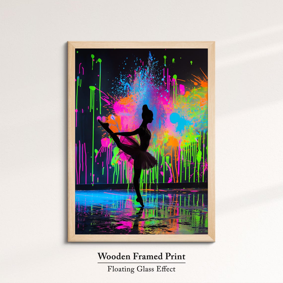 Vibrant Ballerina Art Neon Dance Painting Colorful Ballet Wall Decor Modern Dance Artwork Splatter Paint Style Artistic Decor - Image 6