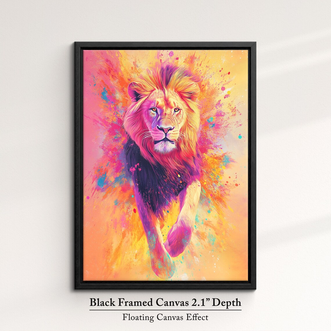 Lion Colorful Majestic Mane Leaping Paint Splash Vibrant Wildlife Art Poster - Image 2