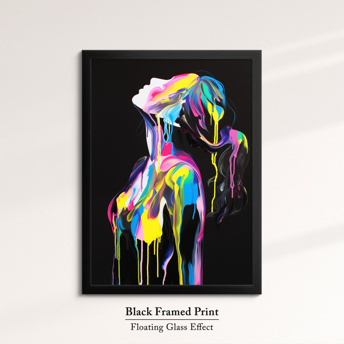 Neon Paint Woman Standing With Head Back Flowing Color Art Poster - Image 8