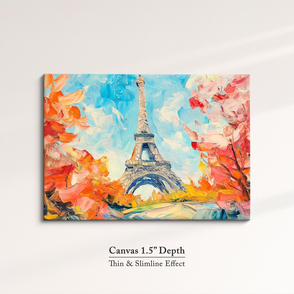 Eiffel Tower Paris Vibrant Autumn Foliage Oil Painting Travel Poster - Image 3