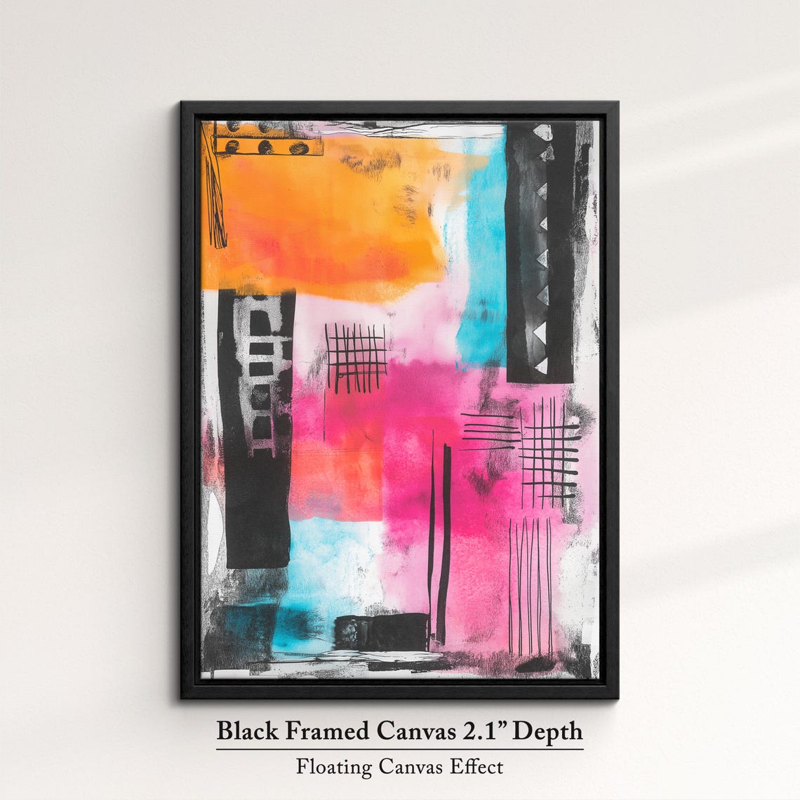 Colorful Abstract Modern Art Orange Pink Cyan Geometric Line Poster - Image 2
