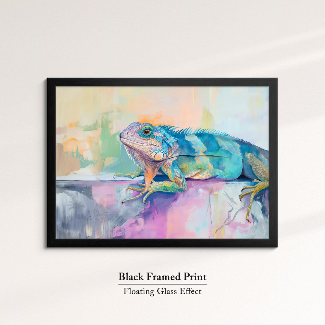 Colorful Iguana Blue Teal Abstract Reptile Painting Lizard Art Poster - Image 8