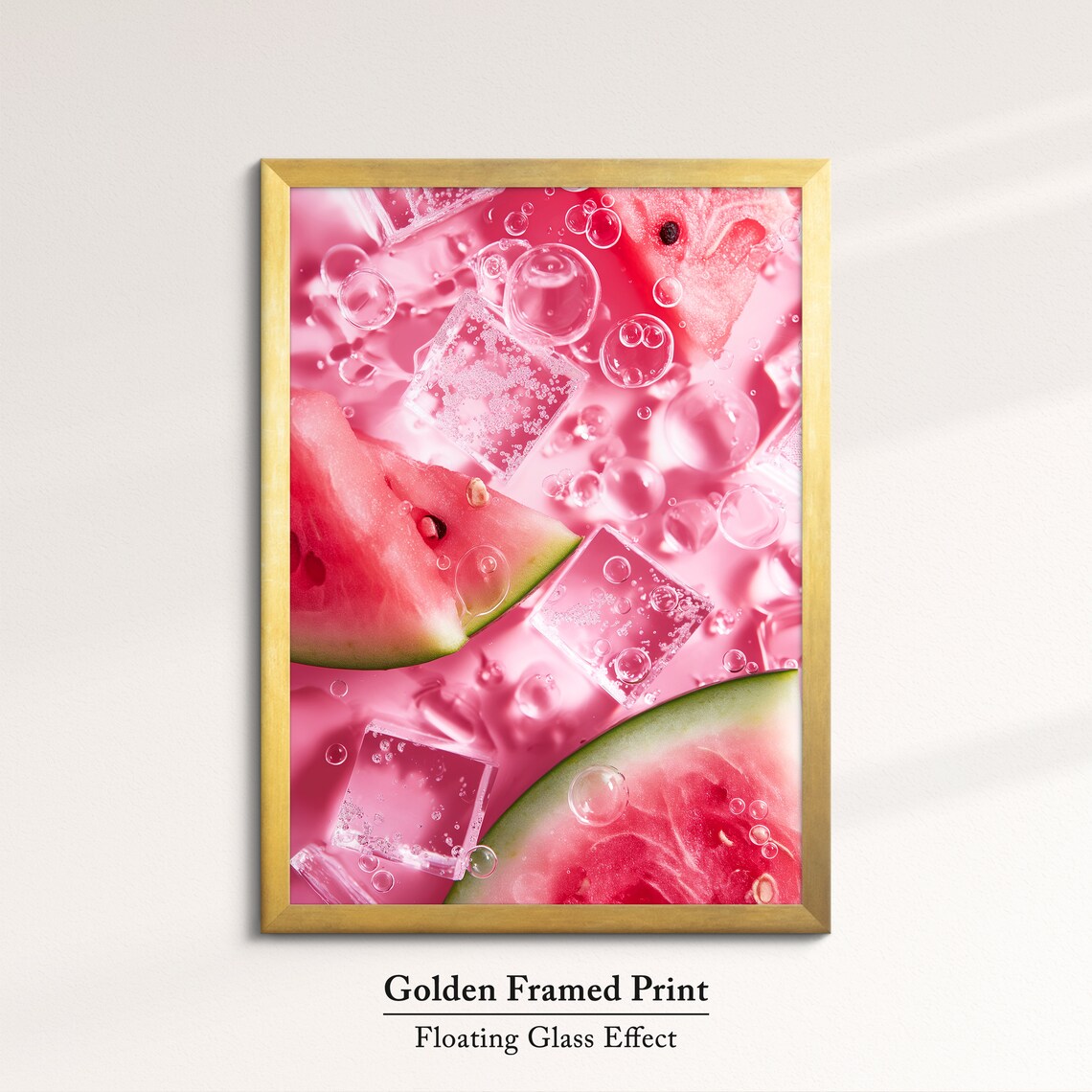 Refreshing Watermelon In Ice Art Cool Summer Wall Decor Framed Ready To Hang Perfect For Kitchen Or Dining Room Vibrant Fruit - Image 5