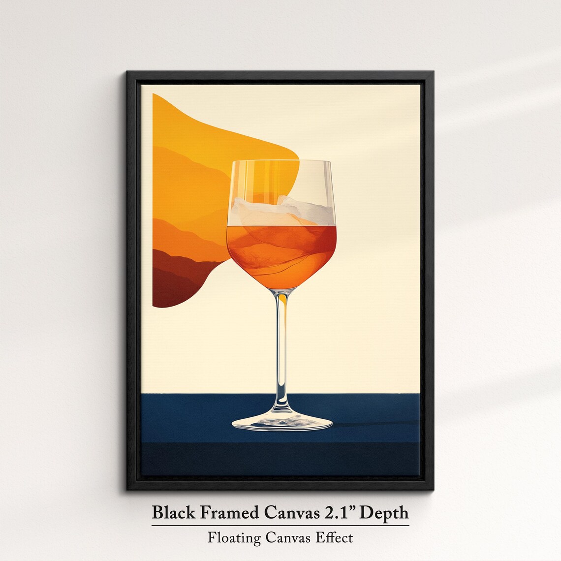 Wine Glass Minimalist Orange Abstract Sunset Drink Kitchen Decor Poster - Image 2