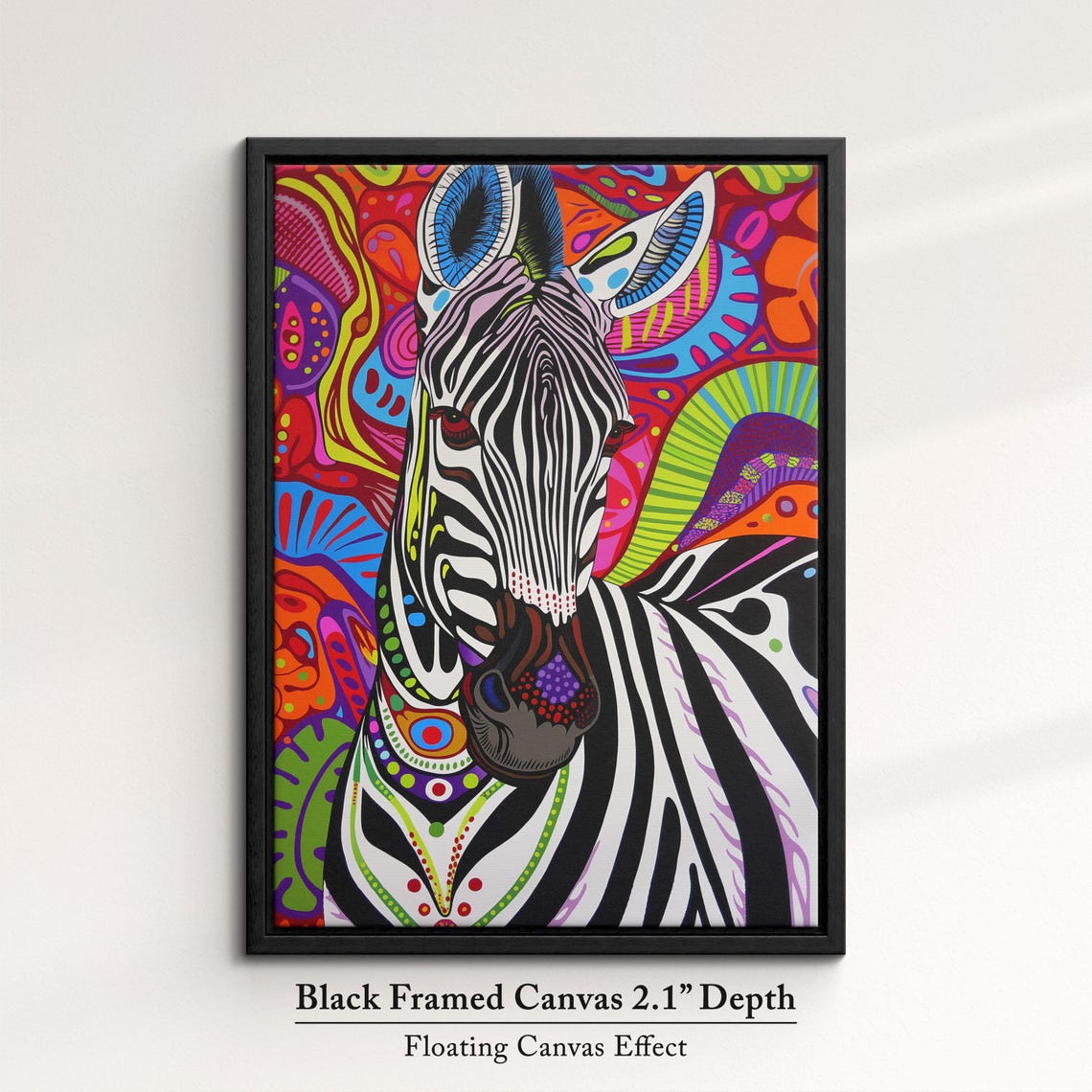 Zebra Black White Stripes Colorful Psychedelic Swirl Background Poster - Image 2