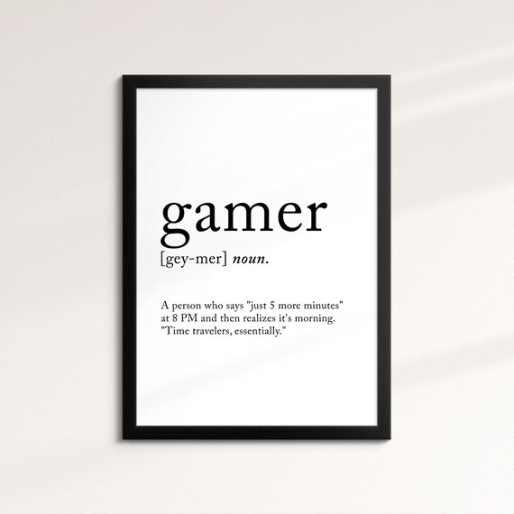 Gamer Minimalist Definition Quote Word Art Framed Print Framed Female Wall Art Lady Poster Feminine Home Decor Gifts For Her