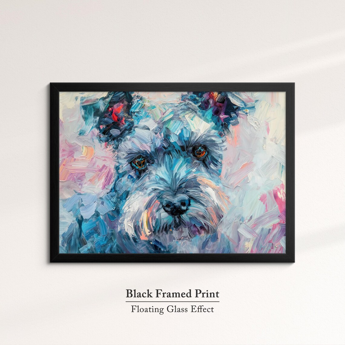 Schnauzer Face Close Up Pastel Pink Blue Abstract Painting Dog Poster - Image 8