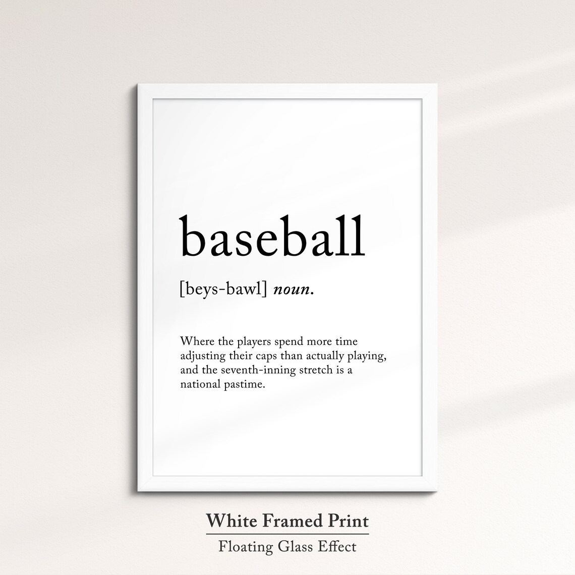 Baseball Definition Dictionary Funny Sports Quote Minimalist Framed Print Framed Wall Art Poster Home Decor Interior Baseball Gift - Image 7