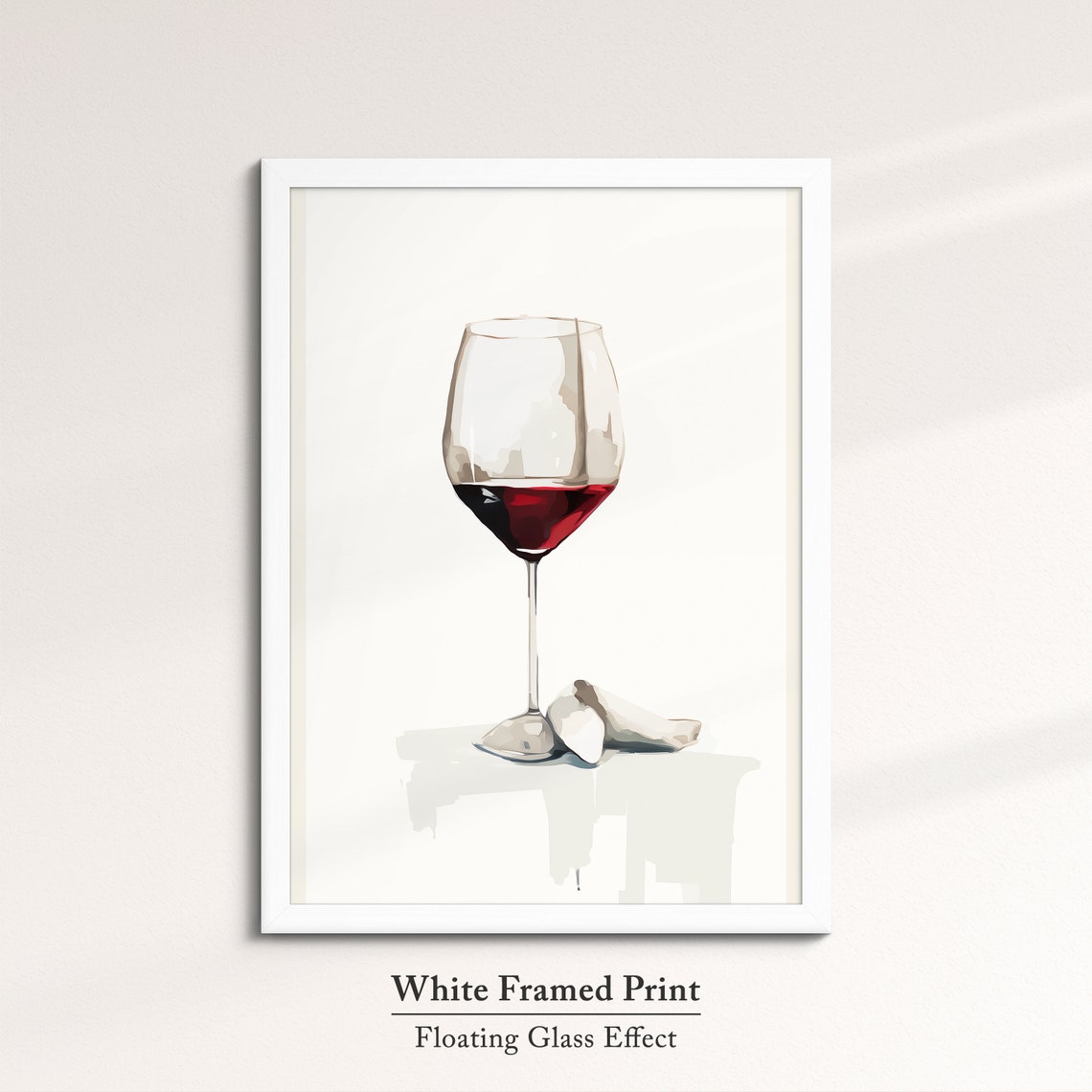 Minimalist Red Wine Glass With Petals White Elegant Kitchen Wall Art - Image 7
