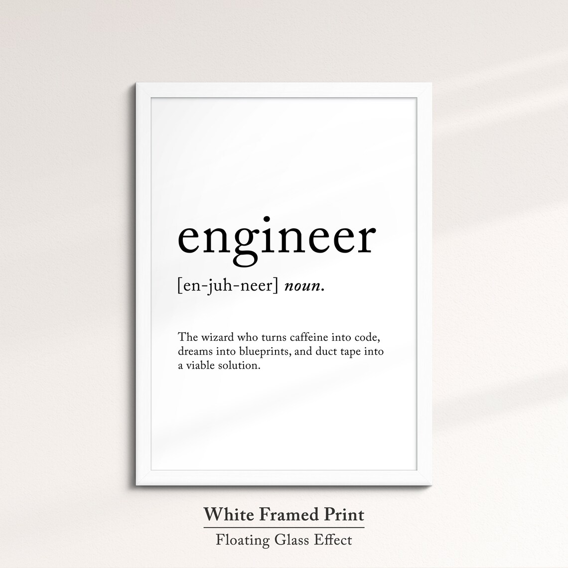 Engineer Funny Definition Dictionary Quote Minimalist Framed Print Framed Wall Art Poster Home Decor Interior Gifts For Engineers - Image 7