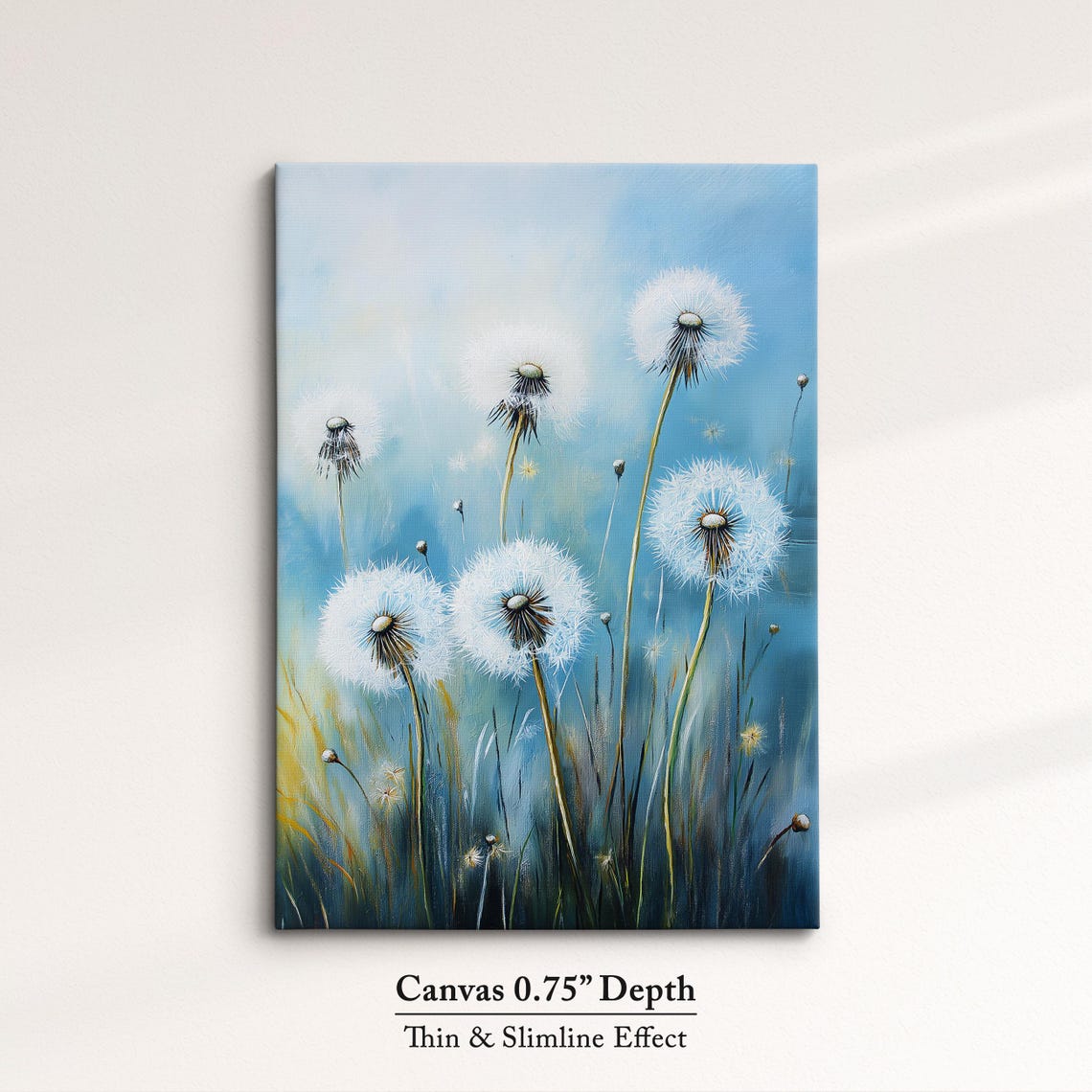 Dandelion Wishes Soft Blue Mist Botanical Meadow Wall Decor Poster - Image 4