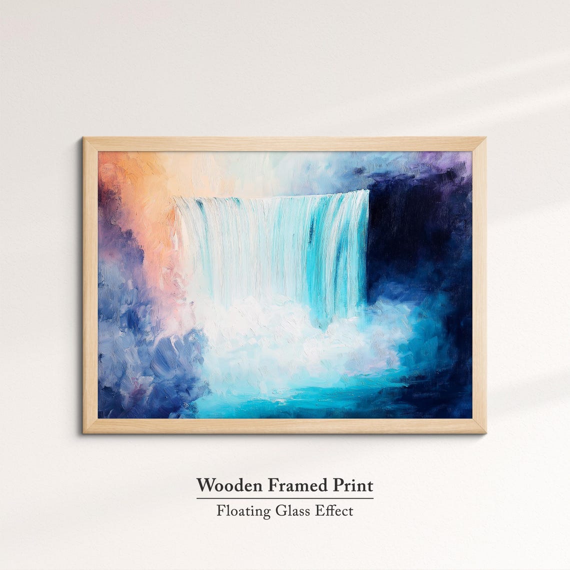 Niagara Falls Abstract Oil Painting Deep Blue Night Waterfall Wall Art - Image 6