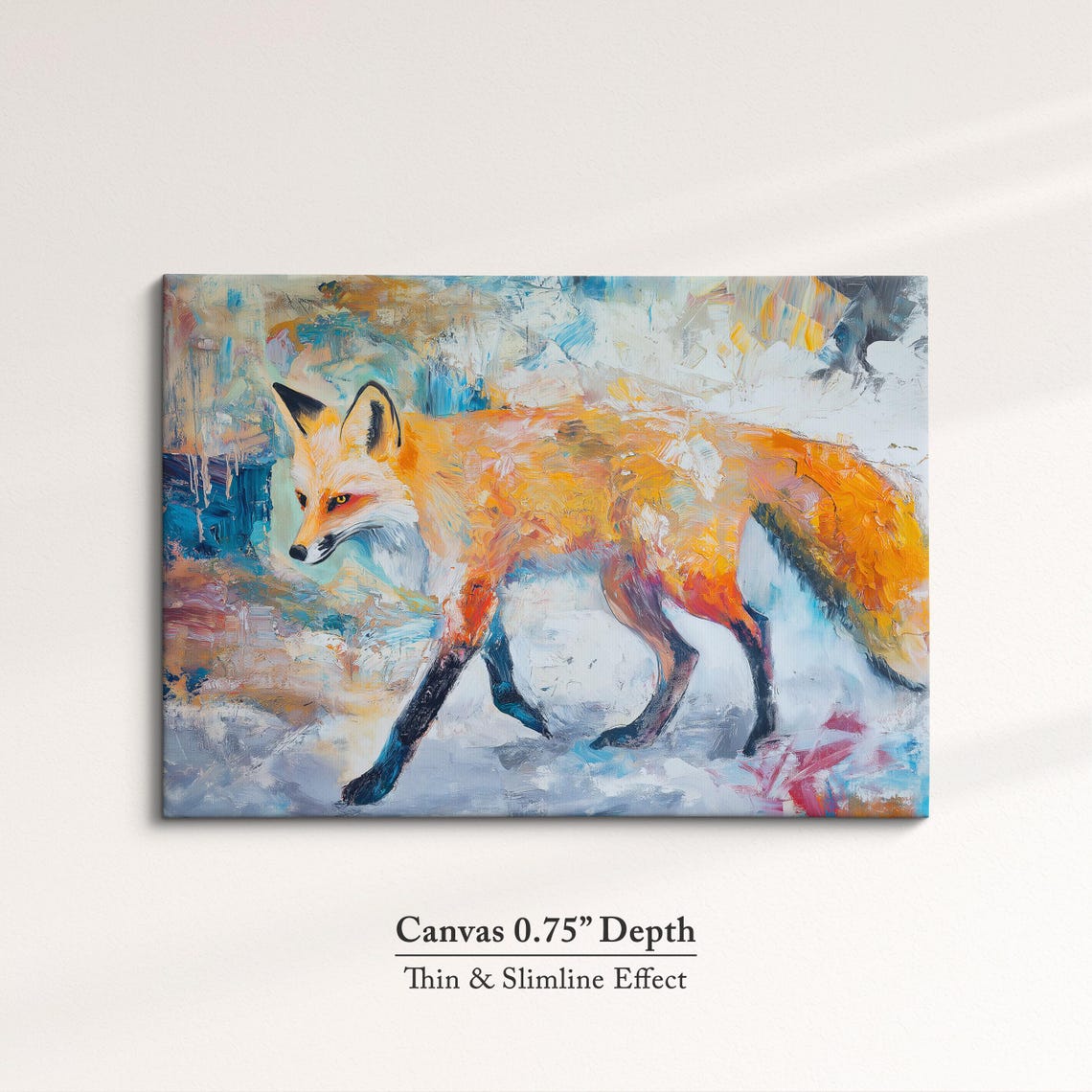 Red Fox Walking Abstract Oil Painting Orange Wildlife Portrait Poster - Image 4