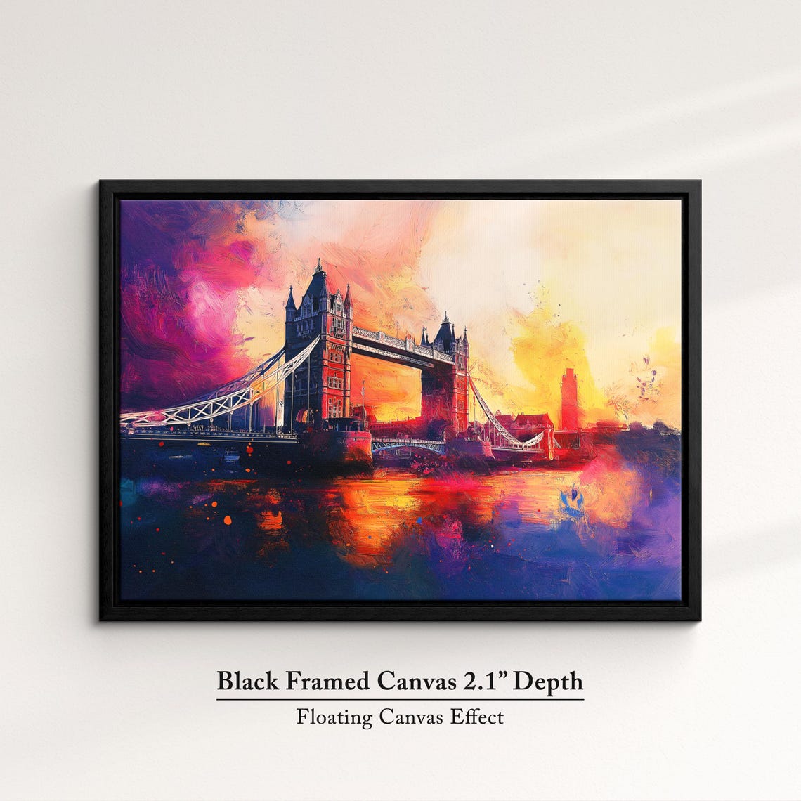 London Tower Bridge Dramatic Sunset Magenta Sky Thames Night Poster - Image 2