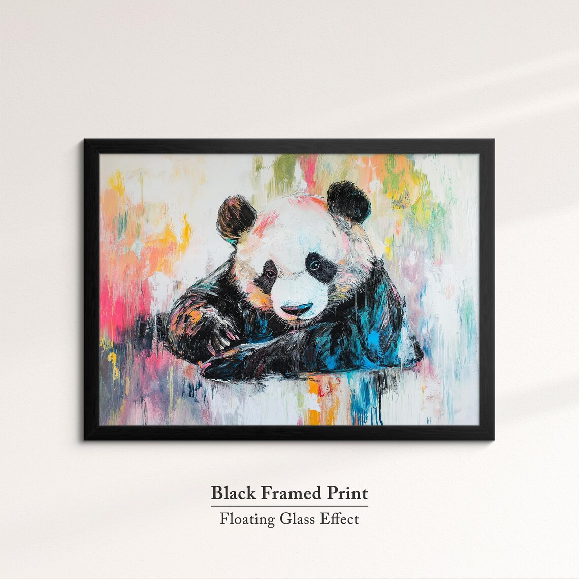 Panda Abstract Oil Painting Colorful Pastel Wildlife Portrait Wall Art - Image 8