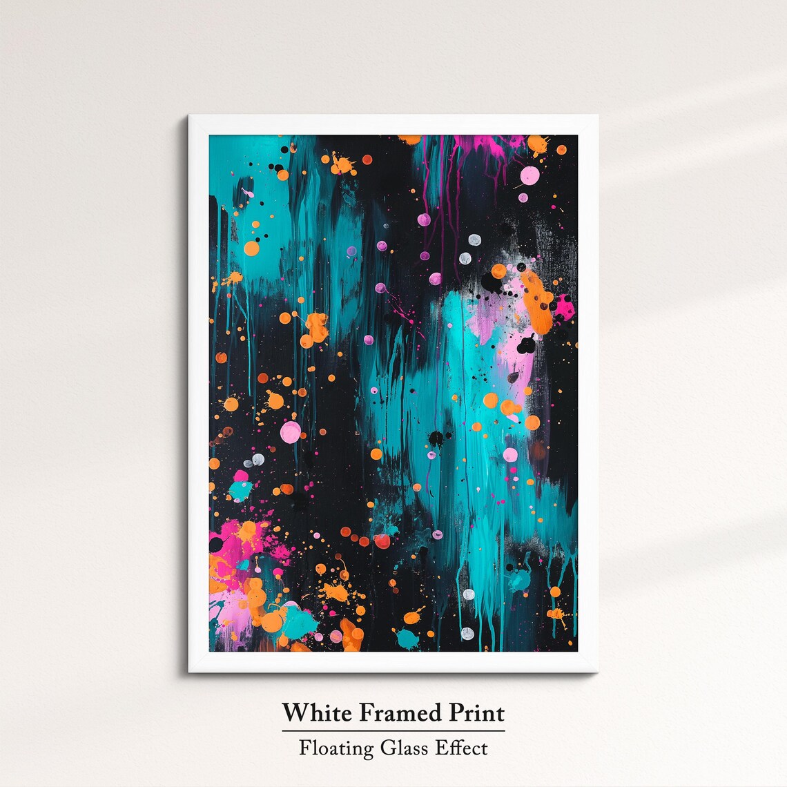 Abstract Splatter Paint Teal Orange Black Modern Colorful Art Print - Image 7