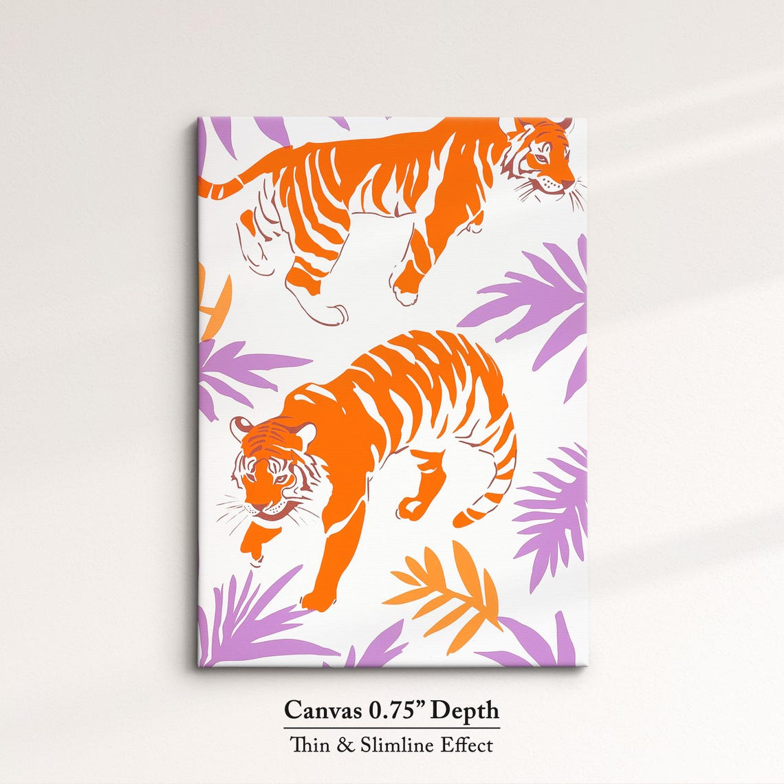 Bold Tiger Art Jungle Safari Wall Decor Vibrant Animal Print Modern Wildlife Home Decoration Orange And Purple Tropical Art - Image 4