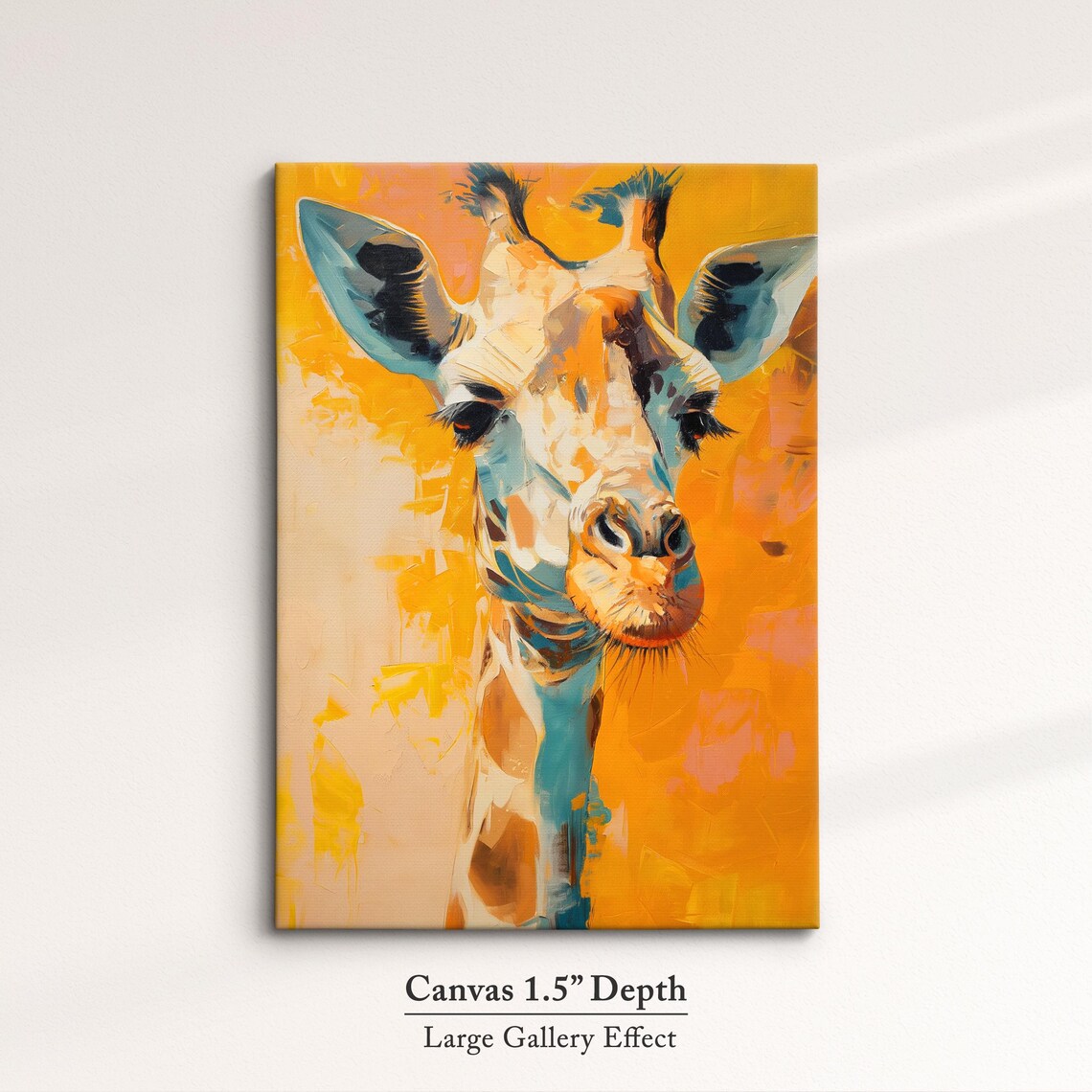 Colorful Giraffe Abstract Oil Painting, Wall Art Print - Image 3