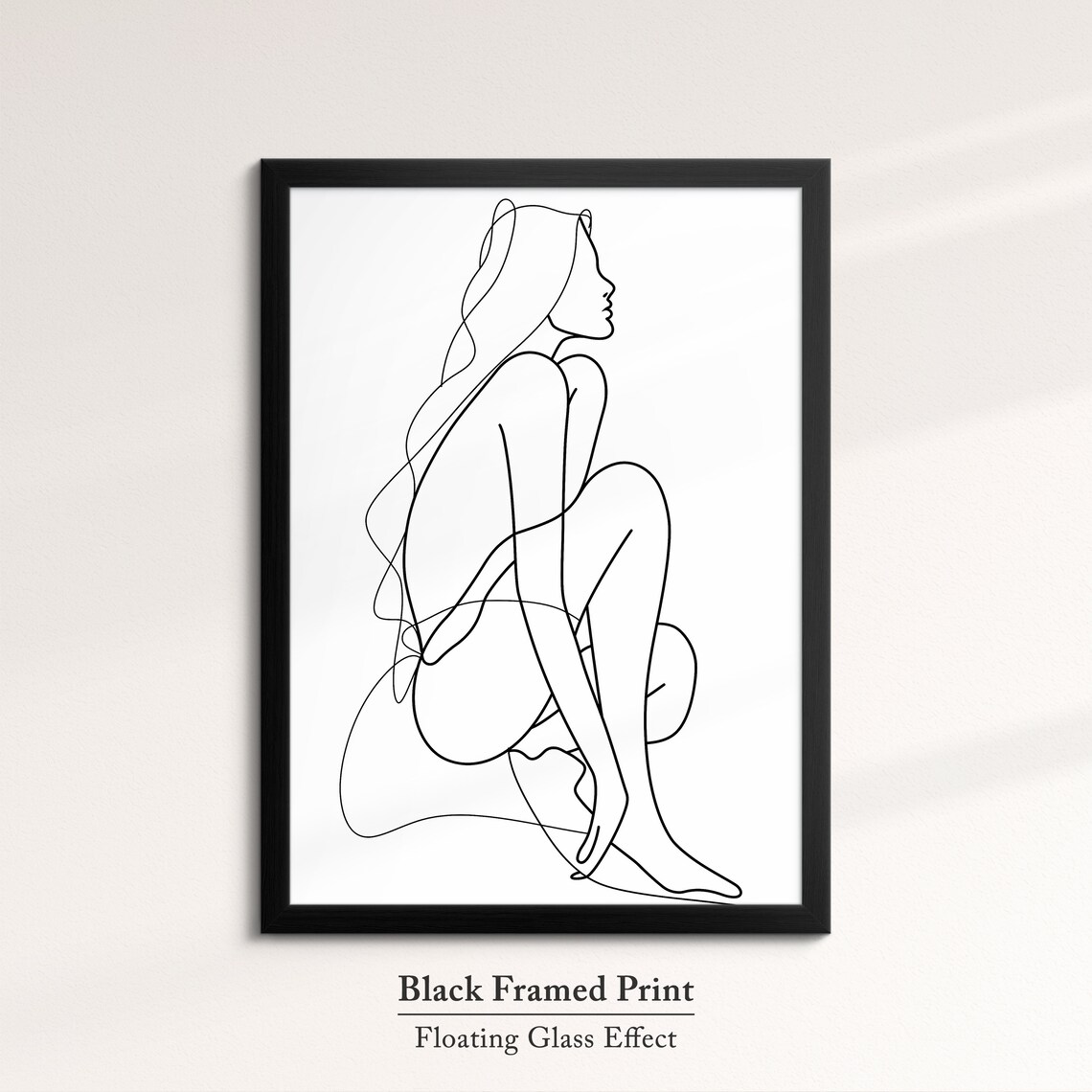 Crouching Woman Figure Continuous Line Art Drawing Minimalist Wall Decor Poster - Image 8