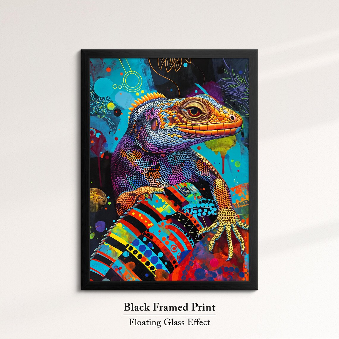 Colorful Bearded Dragon Abstract Oil Painting Framed Print Framed Portrait Wall Art Poster Home Decor Interior Pet Lover Gift - Image 8