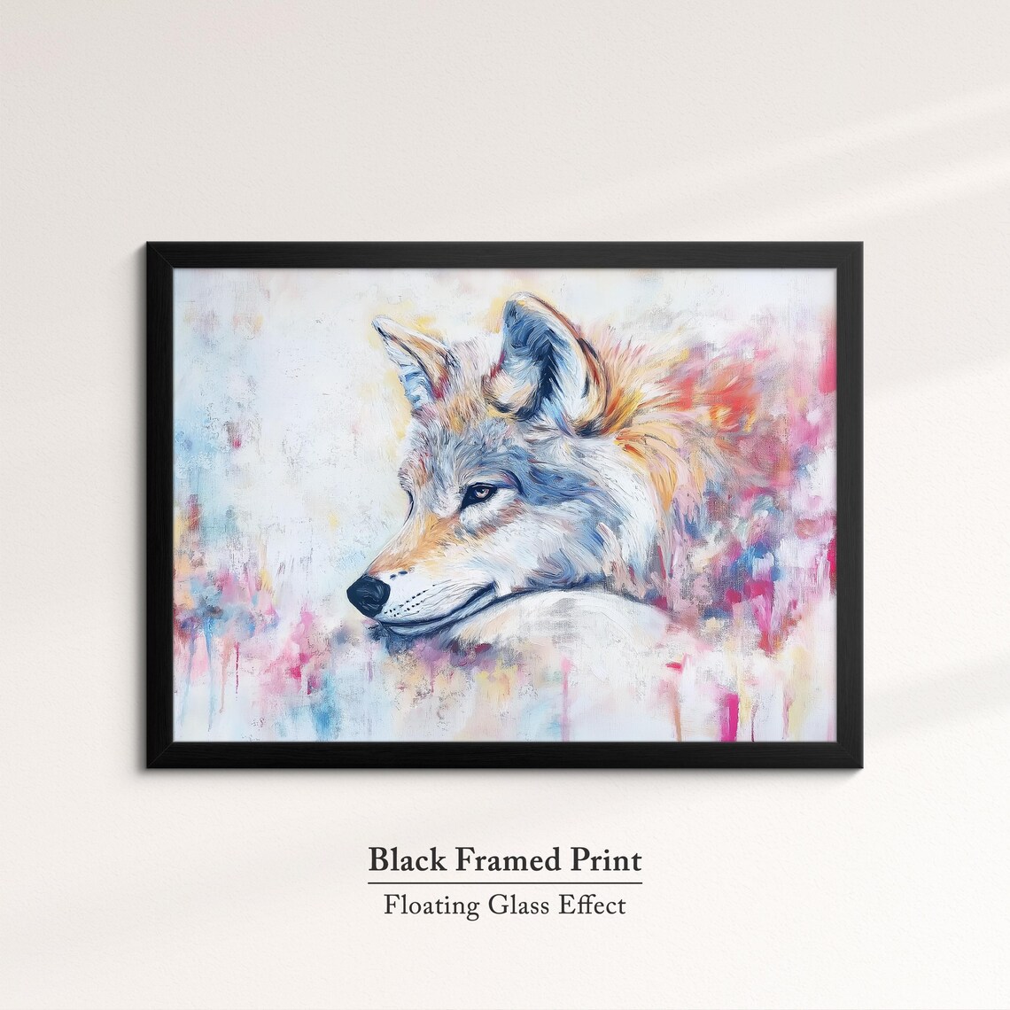 White Wolf Profile Abstract Oil Painting Pastel Wildlife Portrait Poster - Image 8