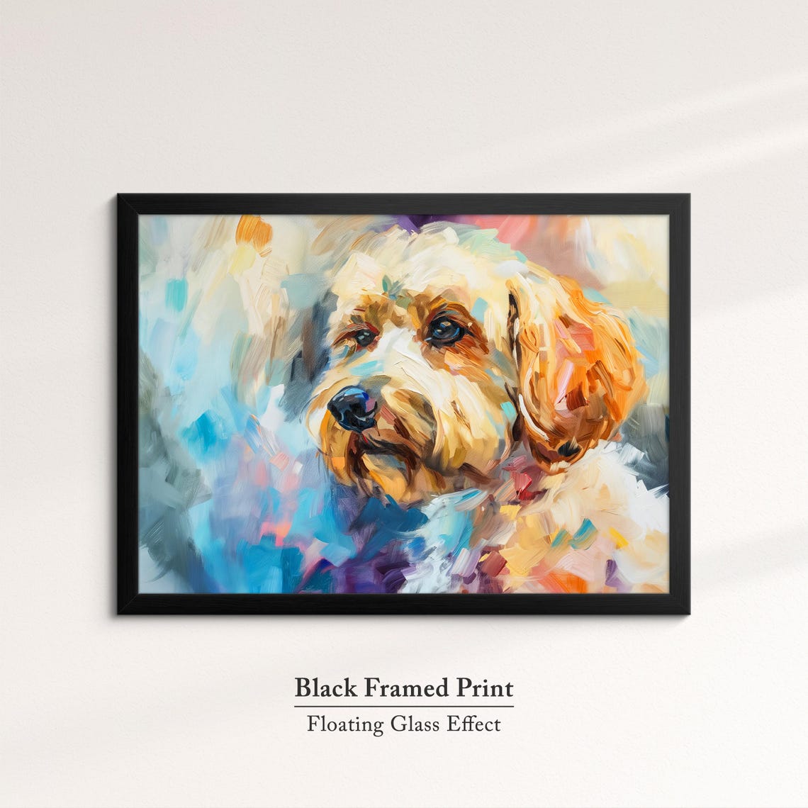 Cockapoo Portrait Apricot Wavy Coat Blue Pink Abstract Dog Poster - Image 8