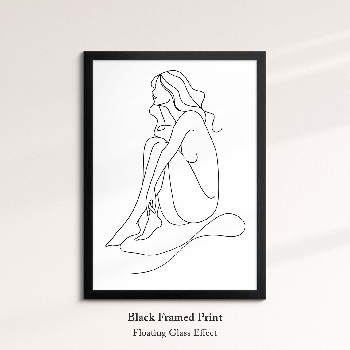 Seated Woman Arms Wrapped Knees Continuous Line Art Drawing Minimalist Poster - Image 8