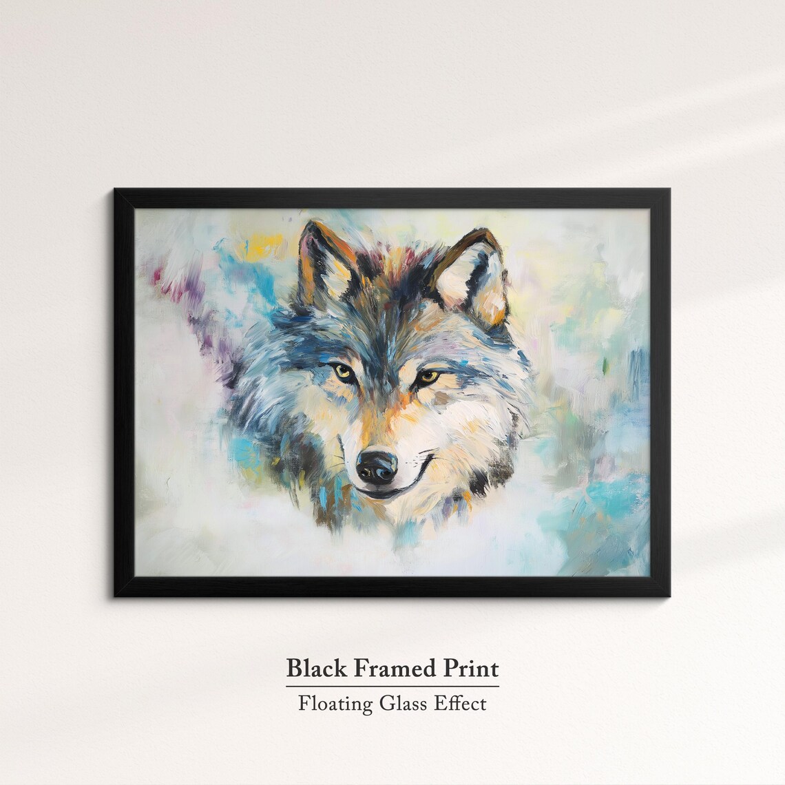 Wolf Abstract Oil Painting Pastel Portrait Grey Wildlife Wall Art Poster - Image 8