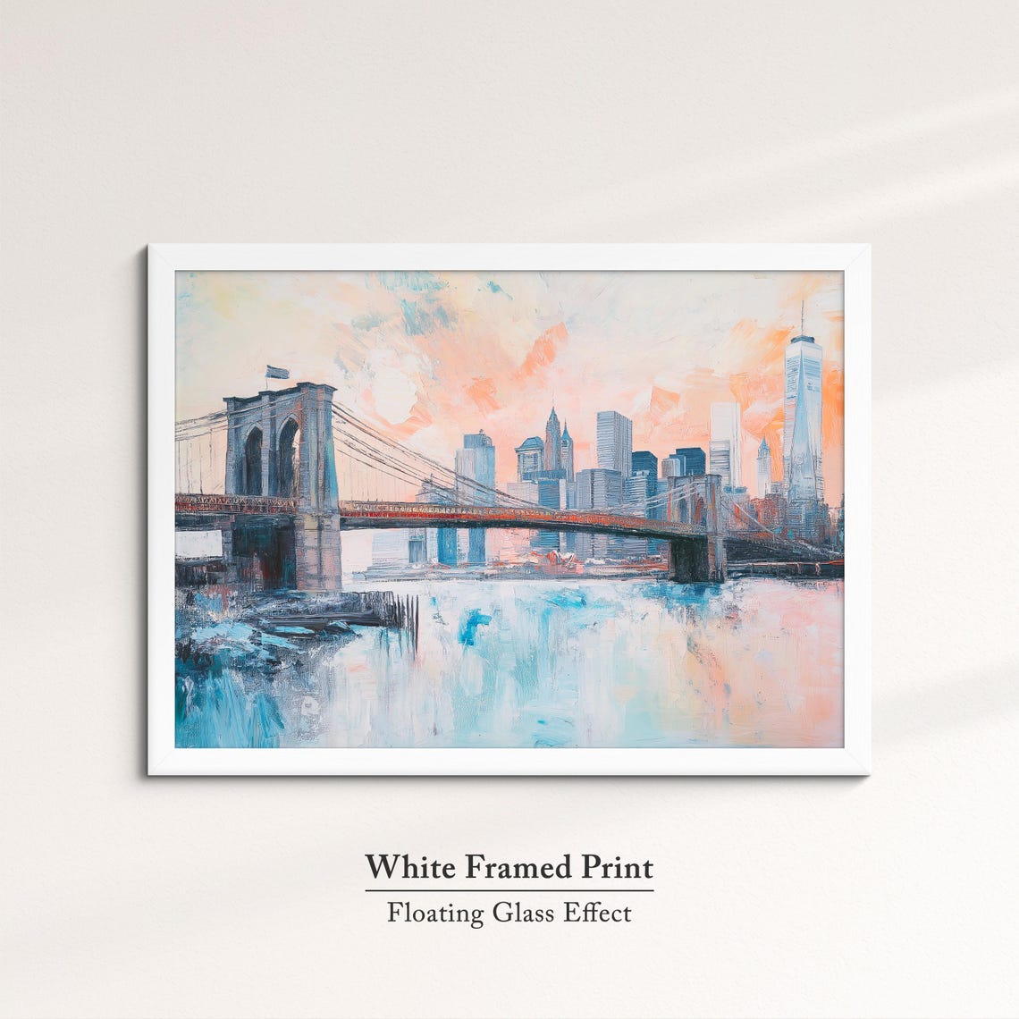 Brooklyn Bridge New York Pastel Skyline Impressionist Travel Poster - Image 7