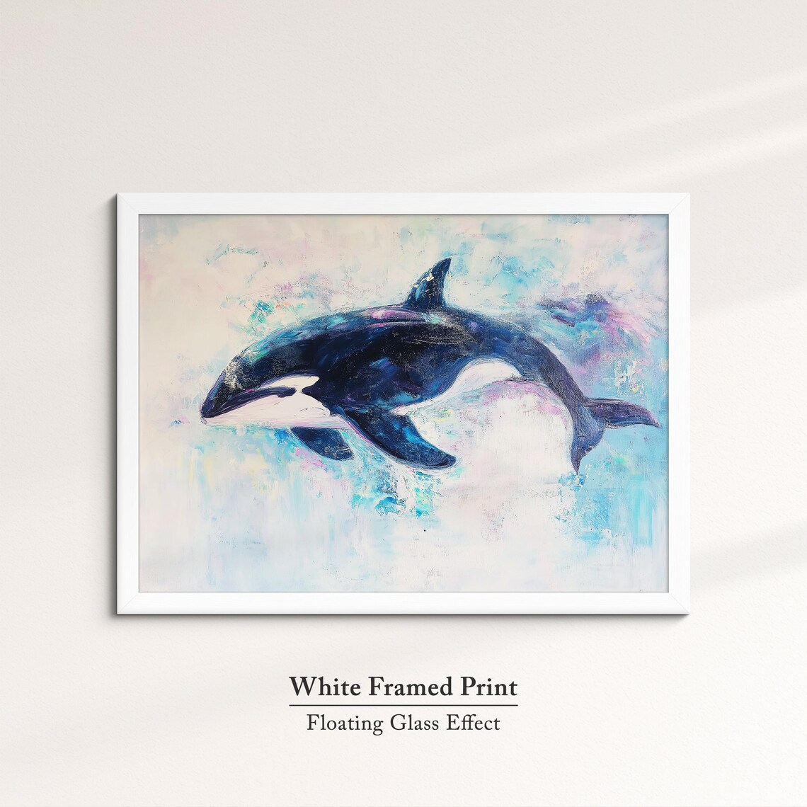 Orca Killer Whale Abstract Oil Painting Art Print - Image 7