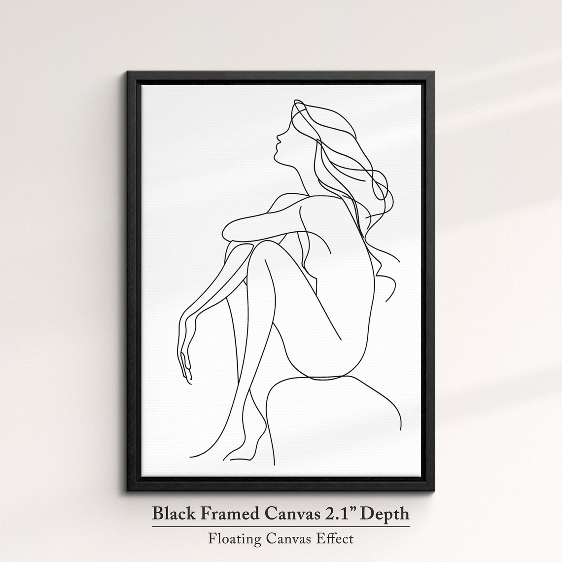 Seated Woman With Long Hair Continuous Line Art Drawing Minimalist Poster - Image 2