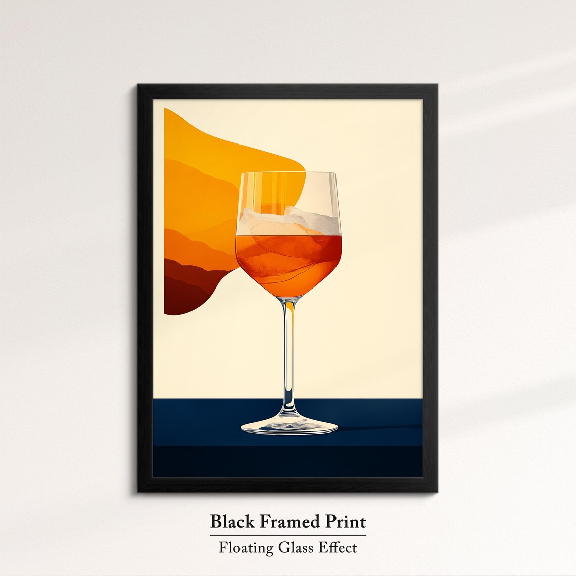 Wine Glass Minimalist Orange Abstract Sunset Drink Kitchen Decor Poster - Image 8