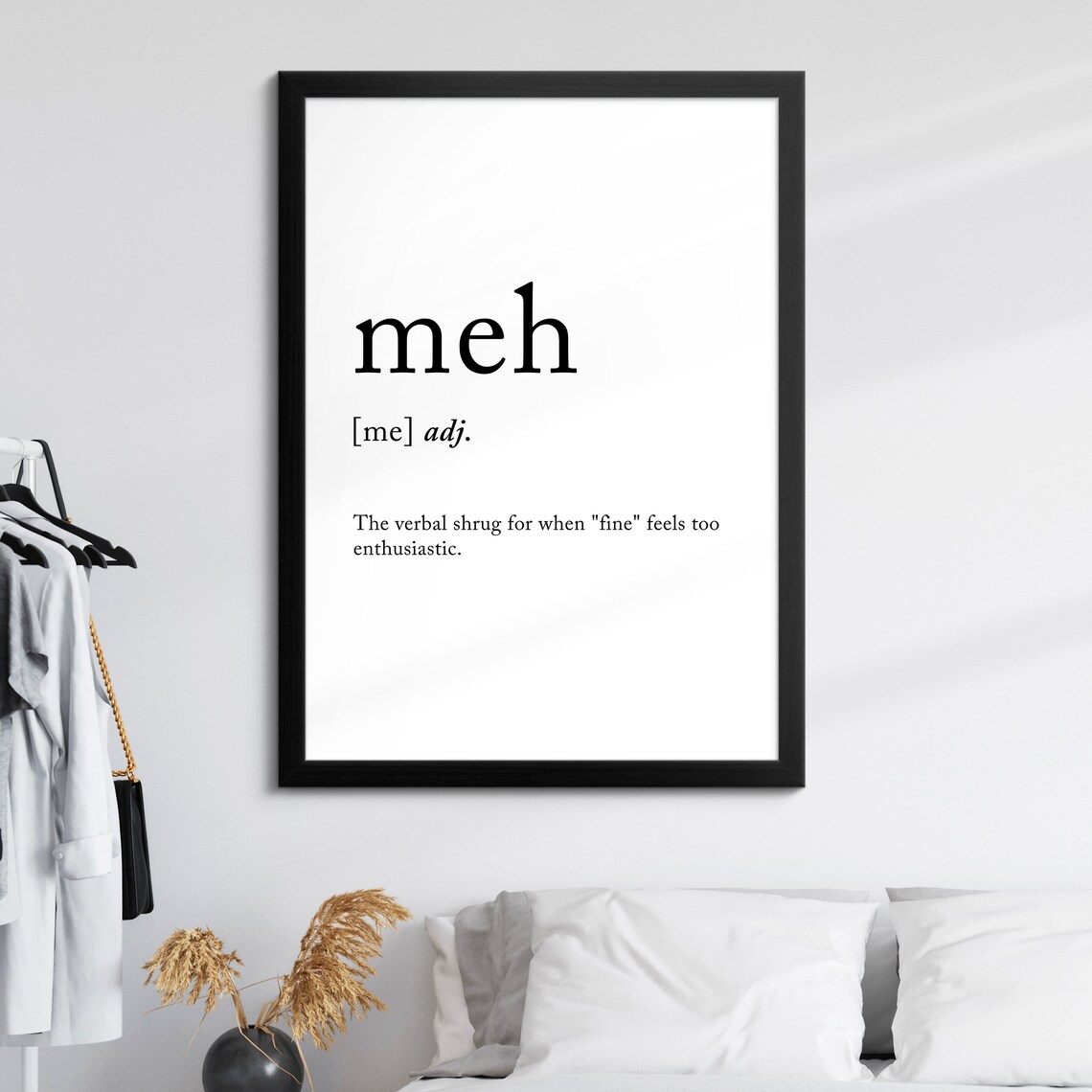 Meh Minimalist Definition Quote Word Art Framed Print Framed Female Wall Art Lady Poster Feminine Home Decor Gifts For Her - Image 8