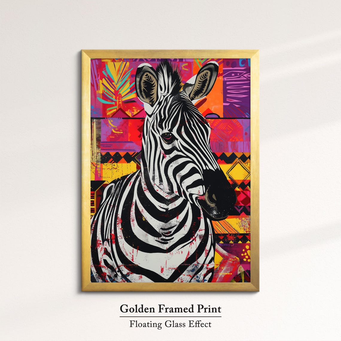 Zebra Black And White Pop Art Portrait Tribal Patchwork Canvas Poster - Image 5
