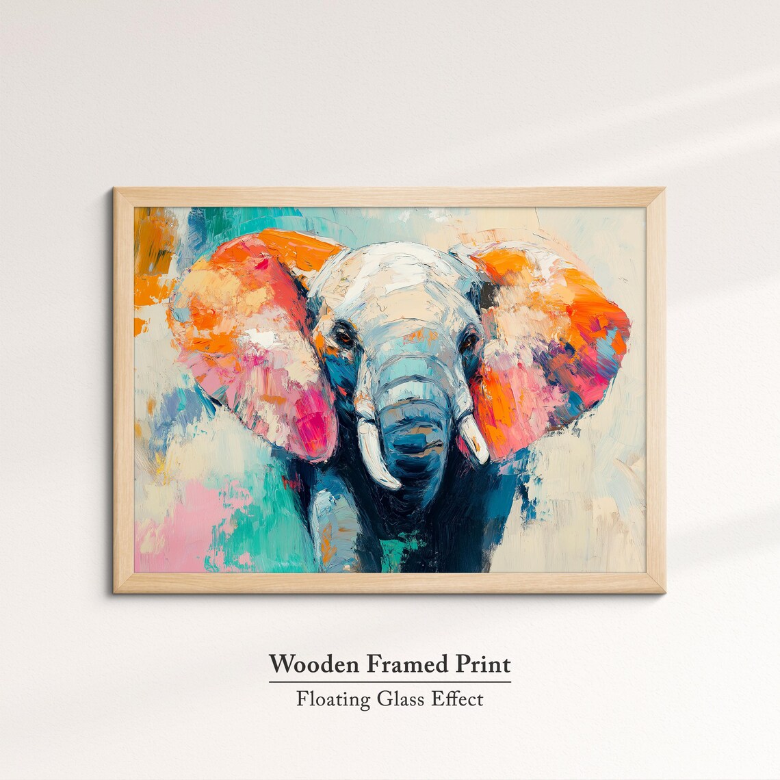 Elephant Head Orange Blue Palette Knife Abstract Safari Wall Art Poster - Image 6
