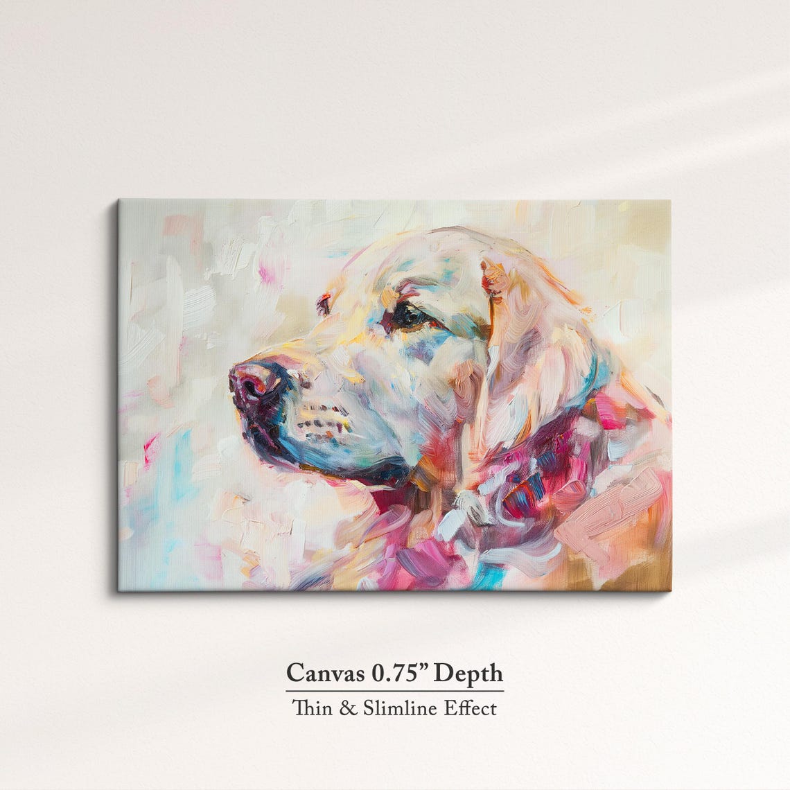 Golden Retriever Side Profile Pastel Pink Teal Abstract Dog Poster - Image 4