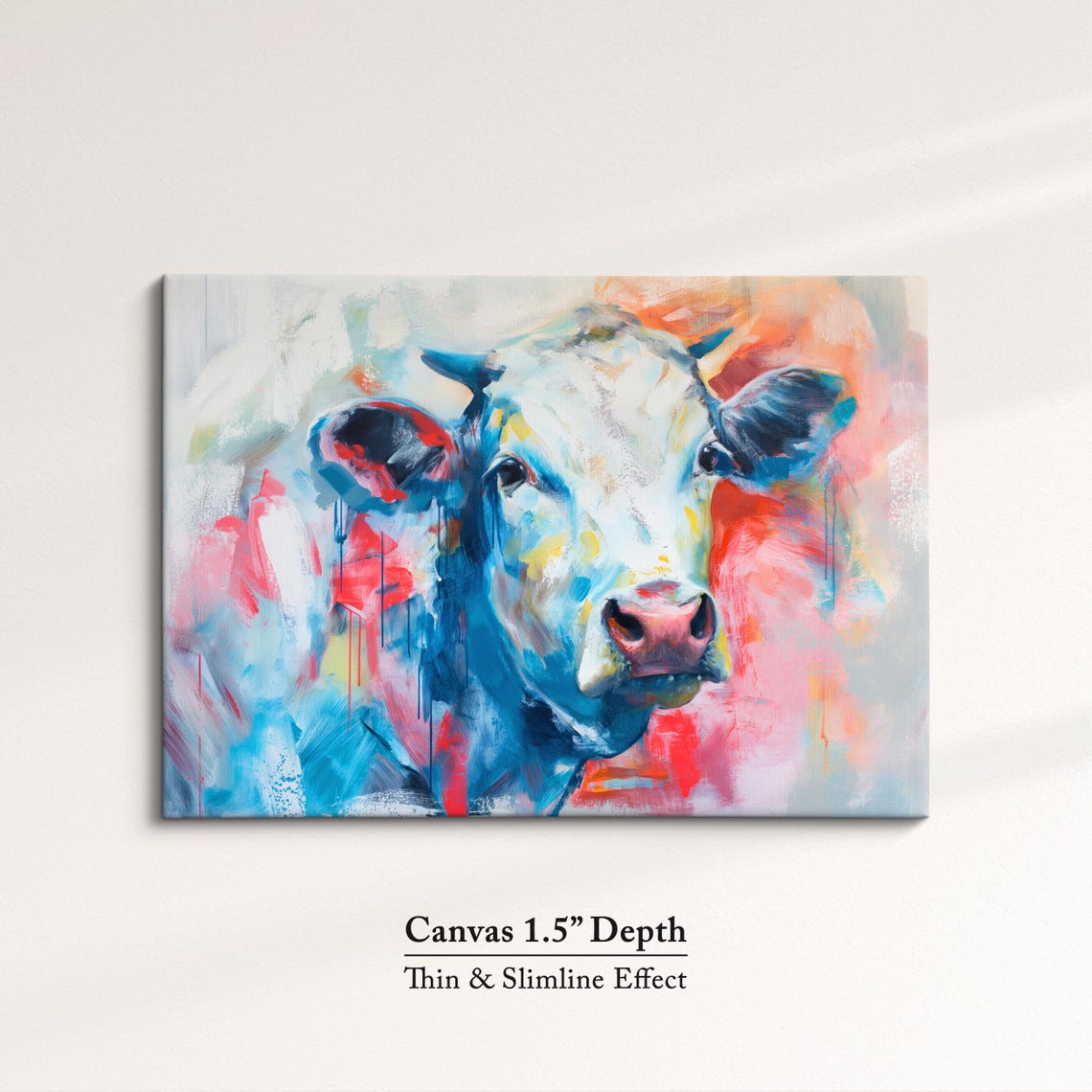 Cow Bold Blue Red Abstract Close Up Colorful Farm Animal Art Poster - Image 3