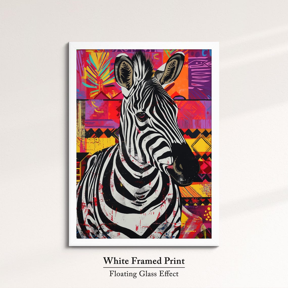 Zebra Black And White Pop Art Portrait Tribal Patchwork Canvas Poster - Image 7