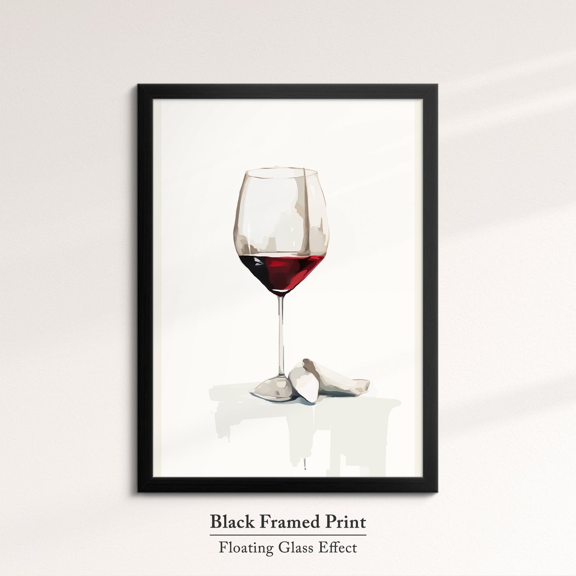 Minimalist Red Wine Glass With Petals White Elegant Kitchen Wall Art - Image 8