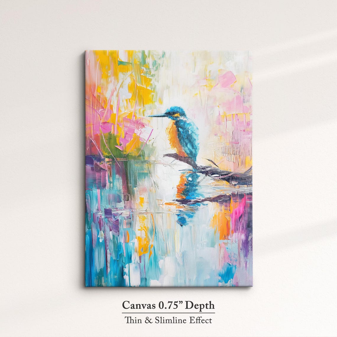 Colorful Kingfisher Bird Abstract Watercolor Style Wildlife Wall Art - Image 4