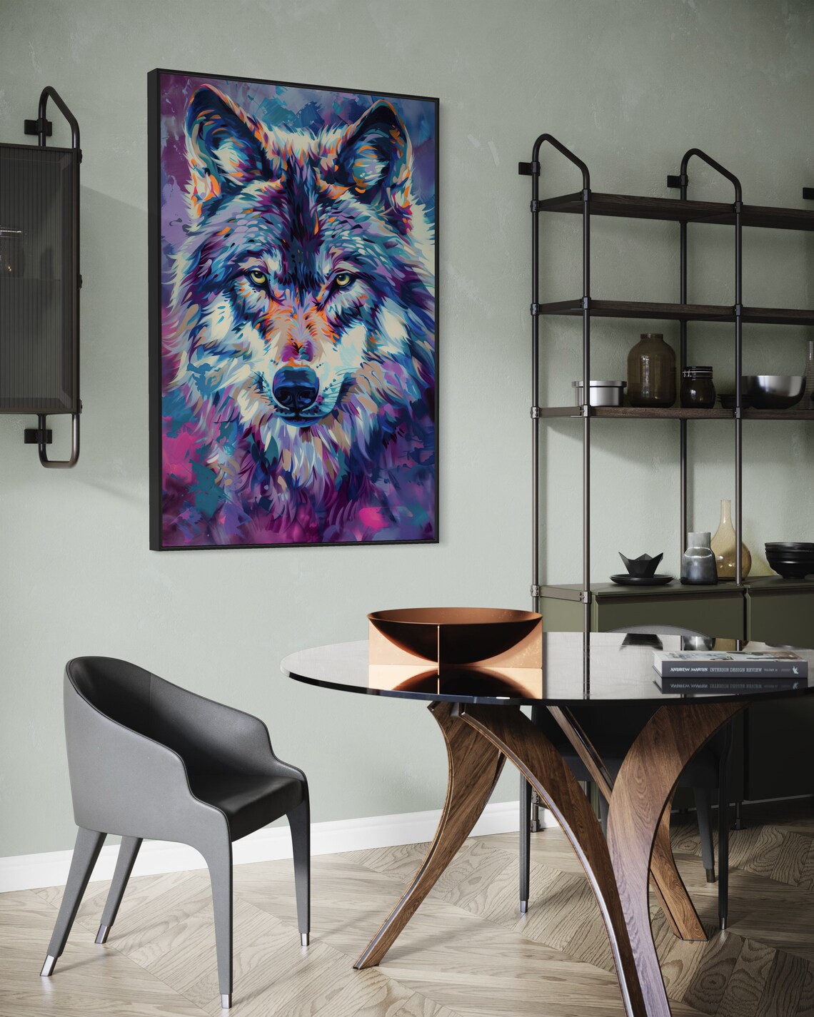 Colorful Blue Wolf Portrait Vibrant Pop Art Wildlife Animal Poster - Image 3