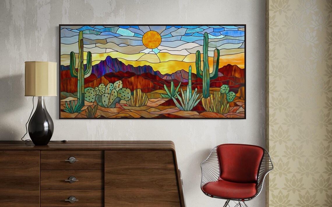 Stained Glass Desert Landscape, Southwest Art Print - Image 5