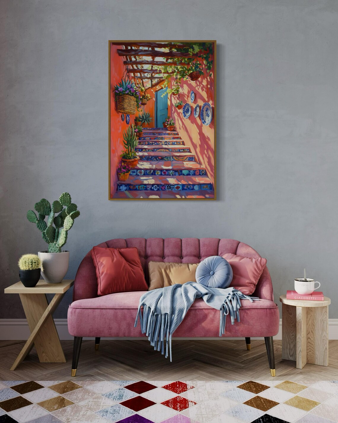 Mexican Courtyard Boho Patio Wall Art Print - Image 4