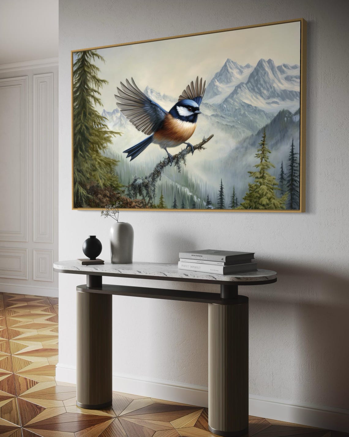 Bluebird Mountain Peaks Wildlife Art Soaring Bird Scenic Nature Poster - Image 3