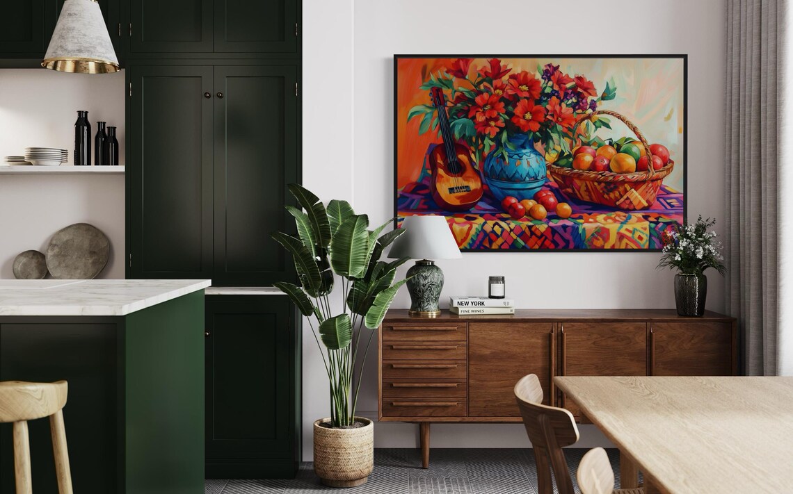 Mexican Still Life, Rustic Spanish Floral Art Print - Image 4
