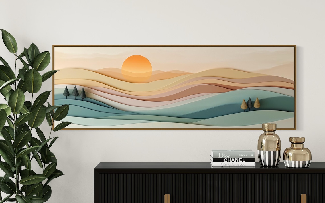 Abstract Sunrise Landscape, Boho Wall Art Print - Image 4