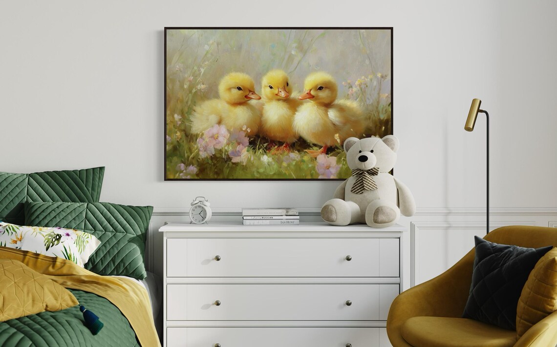Adorable Duckling Vintage Farmhouse Art Print - Image 3