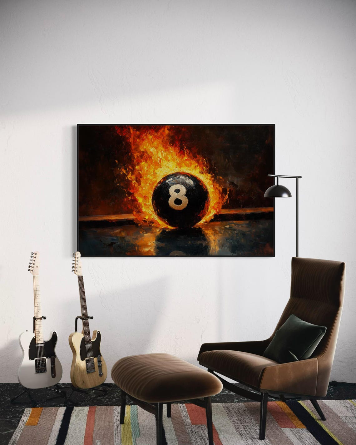 Flaming 8 Ball Billiards Fiery Pool Table Game Room Wall Art Poster - Image 3