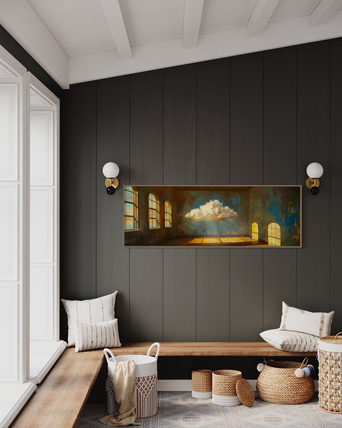Surreal Cloud Vintage Illustration, Panoramic Art Print - Image 4